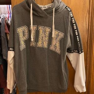 Pink grey hoodie